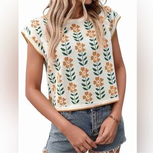 Zesica New Soft Sweater Vest Top Flowers Women’s Size Small